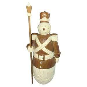 Flurryville Wooden look snowman Nutcracker Soldier Figurine - Brown and Cream